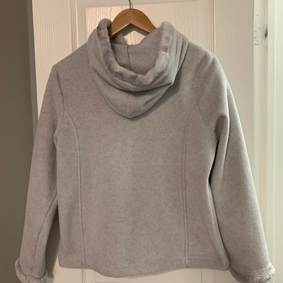 Fuzzy hooded zippered sweatshirt/jacket - Picture 2 of 8